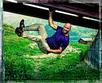 PH selfportrait hanging off bridge zf-3802