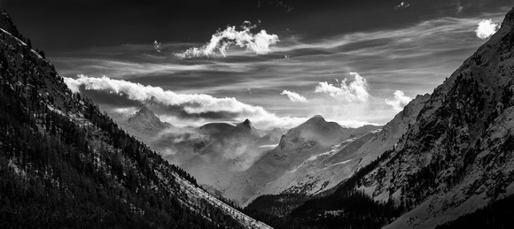 PH2719a Stormy Alpine mountain range Engadin Roseg Valley 50x22-9217--26
