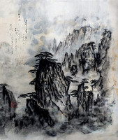 OA089b sumi-e chinese mountain in charcoal ink TK012 tobu tori mo 2 -1105-6-7-8-9-10-1-2-3