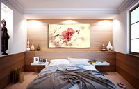 CB Work Adv ArtPhotography sample  bedroom 1 wall PH cherry blossom red @360 zf   -416062