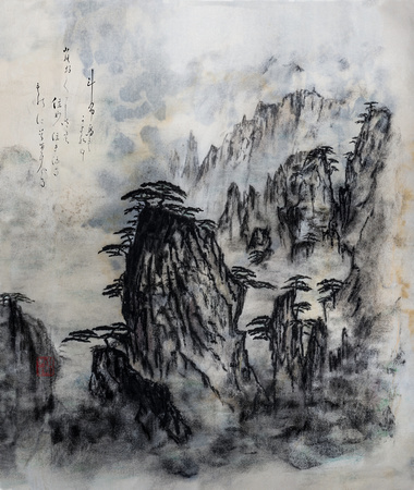 OA089b sumi-e chinese mountain in charcoal ink TK012 tobutorimo2 27x32@360 zf -1105-6-7-8-9-10-1-2-3